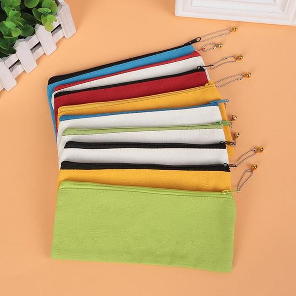 

blank canvas zipper pencil bags solid pencil cases pen pouch stationery case clutch bag organizer bag storage bags customizable