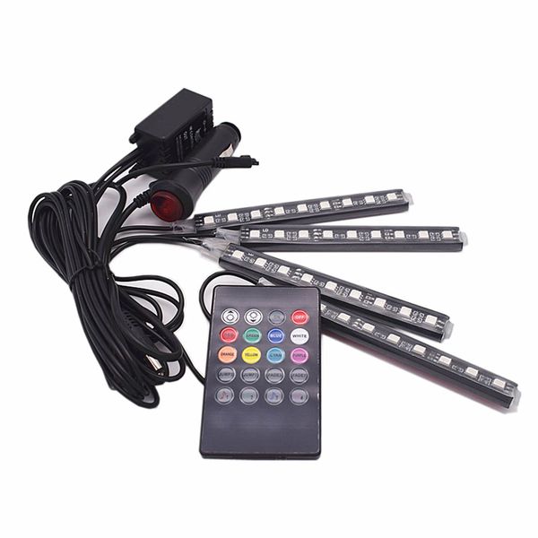 

9 led one drag four car interior atmosphere neon lights strip wireless remote control