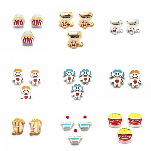 

new arrival 10pcs/lot cake chips floating charms living glass floating memory locket charms jewelry, Bronze;silver