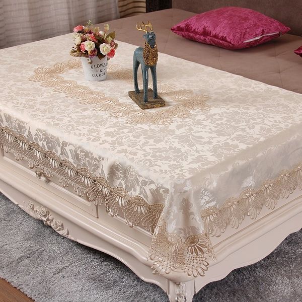 Novel Lace Satin Tablecloth Rectangle Easter Coffee Table Cover
