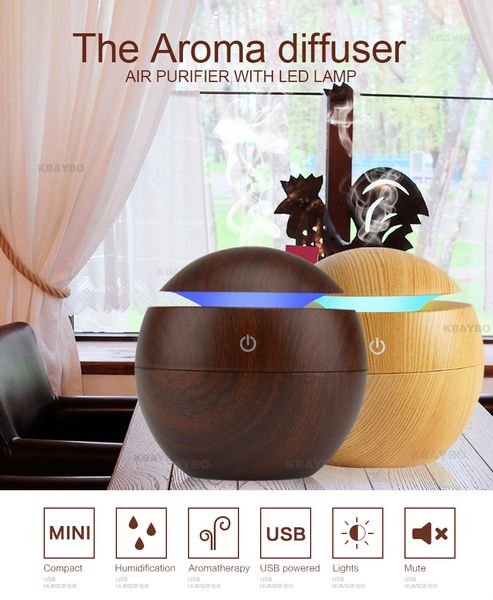 

usb aroma essential oil diffuser abs ultrasonic cool mist humidifier air purifier 7 color change led night light for office home