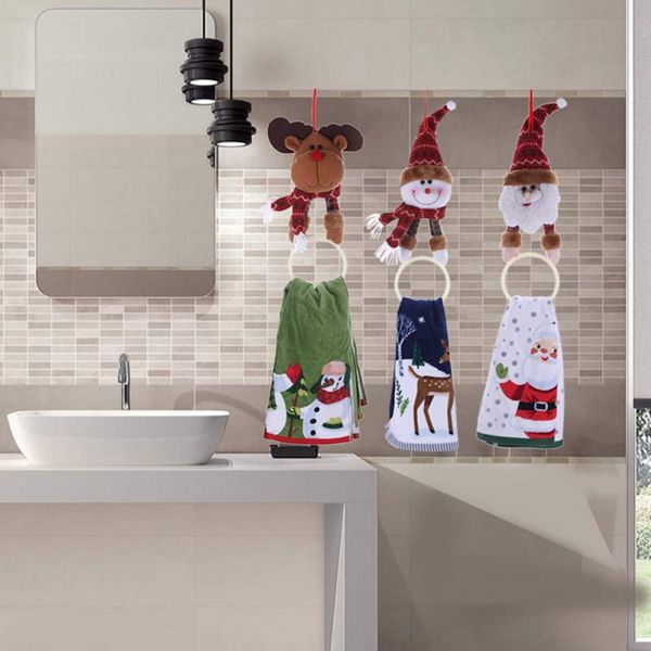 

christmas hanging pendant elk santa claus snowman towel ring xmas party wall decoration christmas pendant