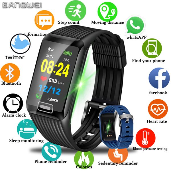 

bangwei 2019 new smart watch men women fitness tracker heart rate smartwatch sport watch for ios android, Slivery;brown