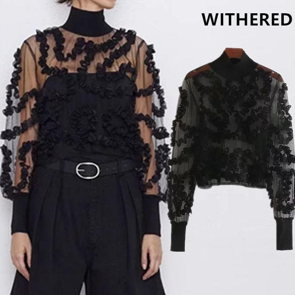 

withered england elegant floral patchwork perspective shirt women blusas mujer de moda 2019 shirt womens and tshirt women, White