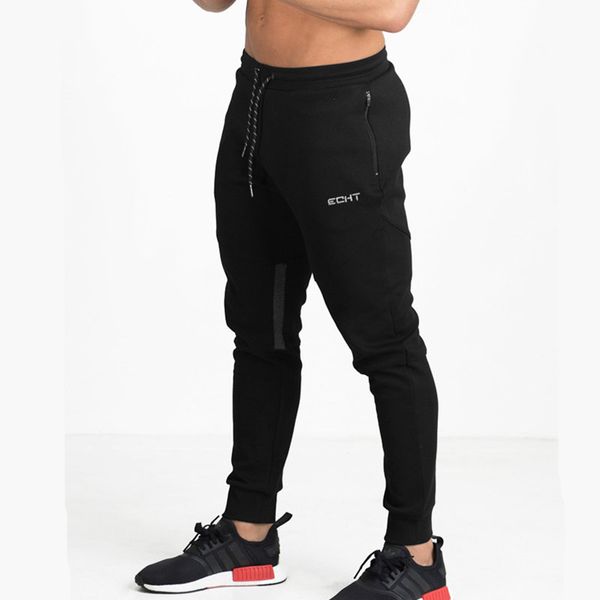 

2018 autumn winter new mens brand sweatpants gyms fitness bodybuilding joggers workout trousers male casual cotton pencil pants, Black