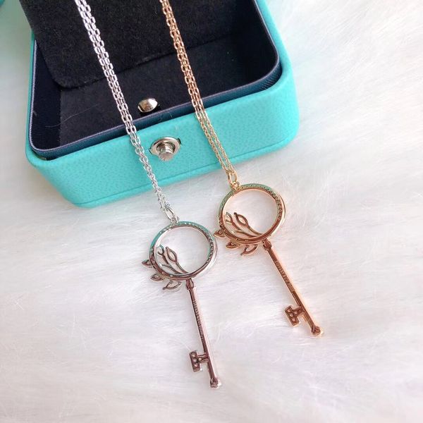 

позолоченные ожерелья женского ключ 925 стерлингового серебро ожерелье пера ожерелье 65см женщина партия necklacce, Silver