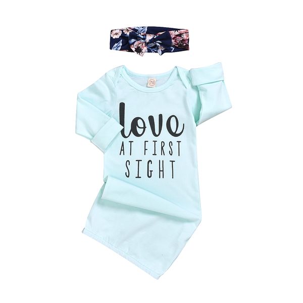 

newborn sleepwear 2019 Infant Baby Letter Swaddle Blanket Sleeping Swaddle Wrap + Headband Set newborn baby sleepers 0-12M