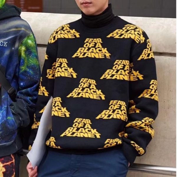 

18fw sxundercover x public enemy свитер планета совместный вязаный свитер мужчины и женщины мода высокое качество черный свитер hfbymy016, White;black