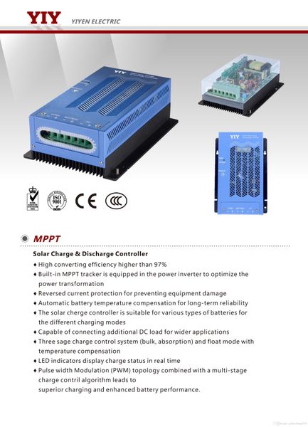 

yiy mppt solar charge & discharge controller dc 12v 24v 48v 60amp battery high converting efficiency three sage charge control system