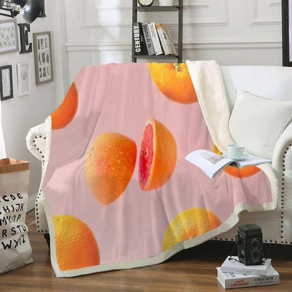 

fruit throw blanket orange blueberry coconut dragon fruit sherpa fleece blanket fresh and cool soft bedspreads on bed