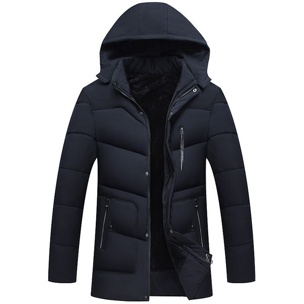 

wholesale men's jacket long hooded plus velvet thick loose cotton coat size -4xl, Black