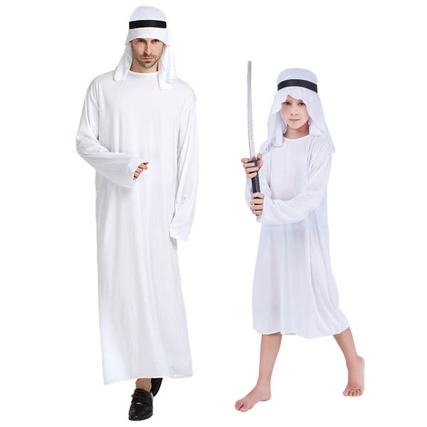 

umorden halloween arab arabian prince costume for kids boys middle east muslim costumes men white robe carnival cosplay dress, Black;red