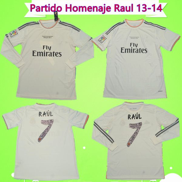 

partido homenaje raul 2013 2014 real madrid soccer jersey retro football shirt home white vintage maillot camiseta de fÃºtbol with patch, Black;yellow