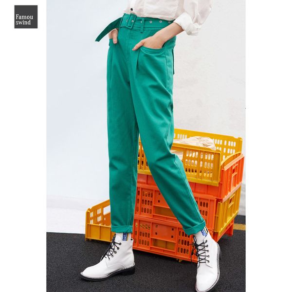 

suit green pants woman high waist pants sashes office pants fashion pockets spring autumn middle 100% cotton aged women bottoms, Black;white