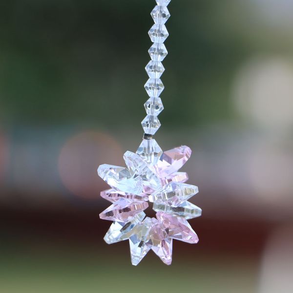 

10pcs k9 crystal glass suncatcher prism hanging crystal starburst pendant handmade ornament rainbow maker wedding decor wqm11