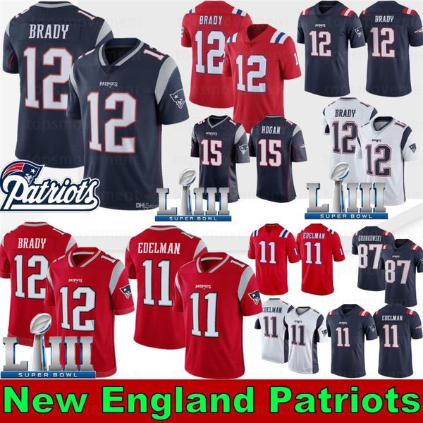 

New Patriot 12 Tom Brady Jerseys 87 Rob Gronkowski 11 Julian Edelman 26 Sony Michel 50 Men Keal Harry 10 Josh Gordon 14 Cooks 2019 New