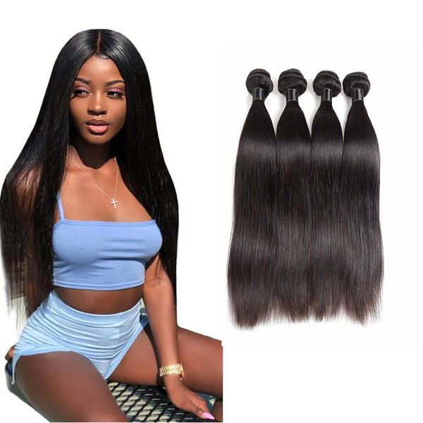 

malaysian indian virgin human hair straight unprocessed remy human hair weaves double wefts 50g/bundle can be dyed bleached ing, Black