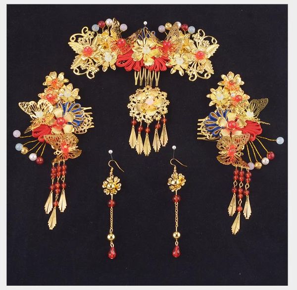 

chinese national style restoration palace hair decoration fengguan xiamen accessory hairpin, Slivery;golden