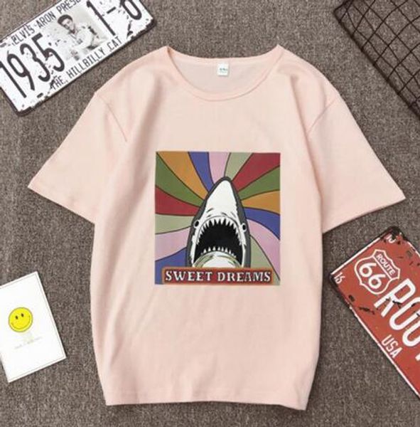 

selling t-shirt woman spring summer sweet dreams print short sleeve o neck cotton womens loose woman tshirt, White