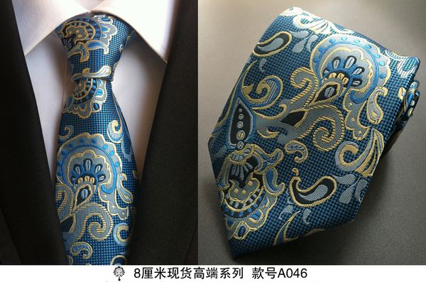 

100% silk thick cloth paisley tie for mens neckties designers fashion men ties 8cm navy and red striped tie wedding dress, Black;blue