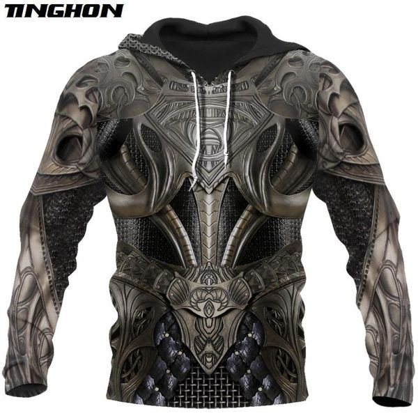 

xs-7xl new 3d printed chainmail knight armor men hoodie knights templar harajuku fashion jacket pullover cosplay hoodies, Black