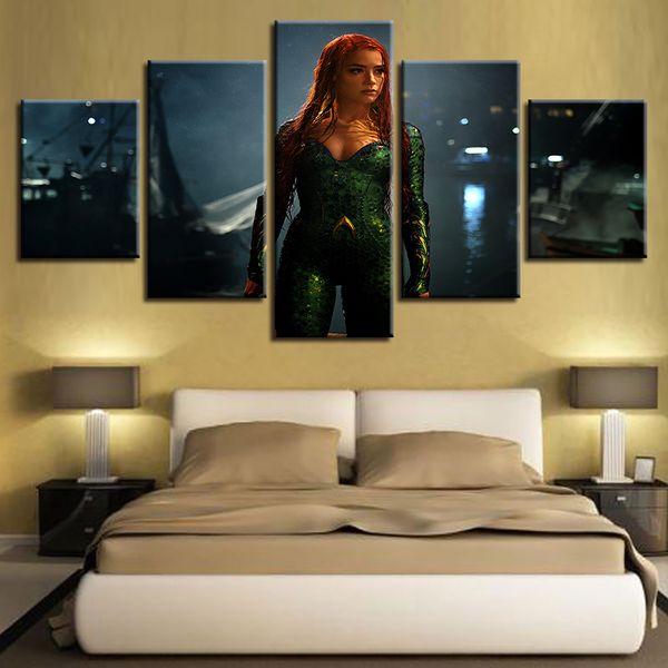 

wall art painting home decor modular canvas hd prints 5 panel superhero aquaman justice league movie god of war pictures poster