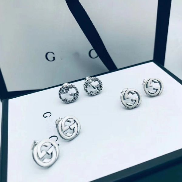 

new luxury design letter earrings silver earring fashion christmas charm ear cuffsterling silver earrings jewelry supply wholesale china, Golden