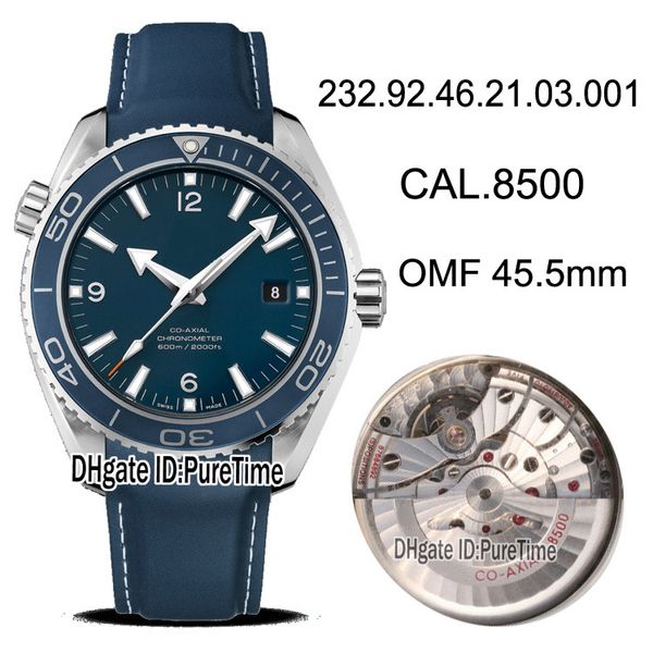 

omf ceramic bezel blue dial cal.8500 a8500 automatic mens watch rubber watches 232.92.46.21.03.001 (black balance wheel) puretime om13, Slivery;brown