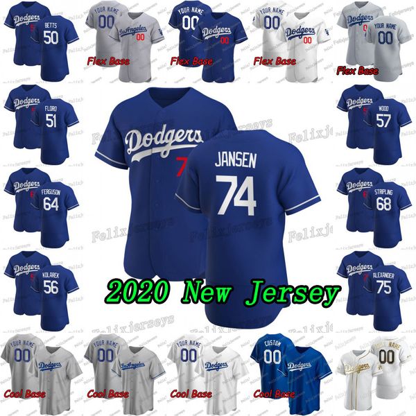 

men lady youth 74 kenley jansen 2020 new 50 mookie betts 75 scott alexander ross stripling caleb ferguson alex wood adam kolarek jersey, Blue;black