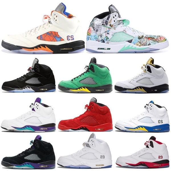 

with box laney 5 5s mens basketball shoes paris salnt grape olympic metallic gold fresh prince suede wings sports sneakers