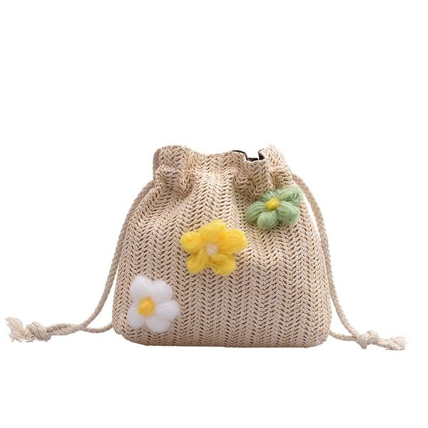 

fashion straw small bag wild cross-body bag small fresh fairy bucket woven