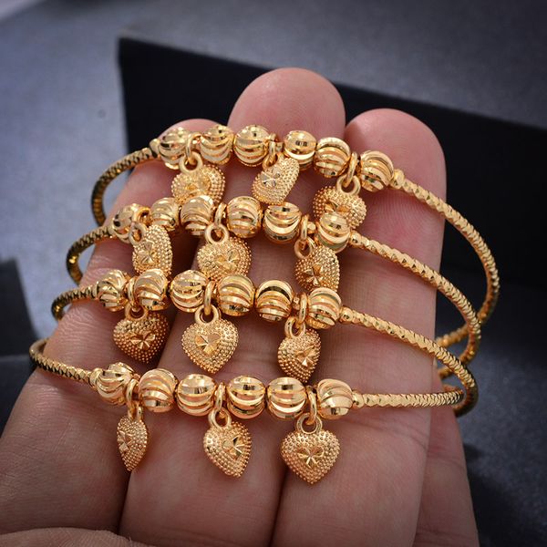 

4pcs/lot bangles kids heart trendy 2-6 years baby jewelry adjustable durable gold color baby bangles bracelet jewelry gifts, Black