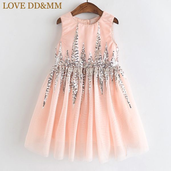 

love dd&mm girls dresses 2020 summer new children's wear girls fashion sequins stitching mesh sleeveless princess dress, Black;gray