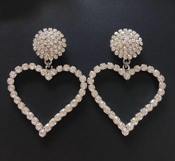 

luxury fashion women earrings with crystal big heart shining cz diamond stone drop earrings jewelry wedding party quality, Golden