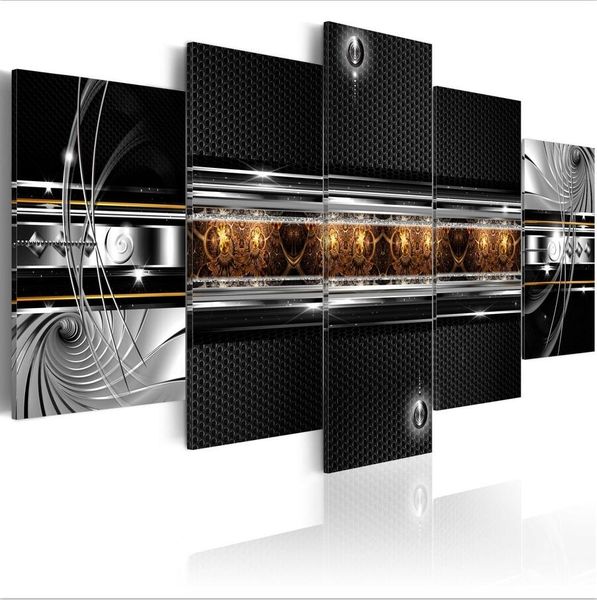 

( no frame)5pcs/set modern abstract gold search art print frameless canvas painting wall picture home decoration