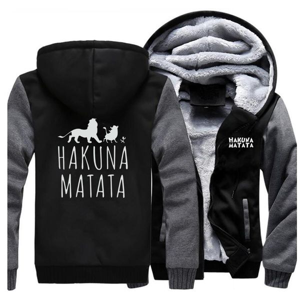 

anime the lion king cartoon winter new 2019 sweatshirt mens raglan hip hop sportswear fashion hakuna matata coat thick, Black