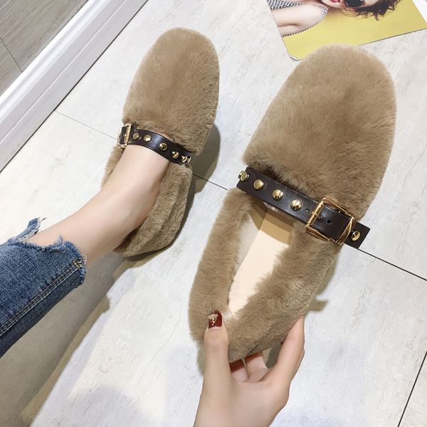 

2019 women shoes slip-on round toe casual female sneakers soft loafers fur autumn modis women's moccasins dress slip on new, Black