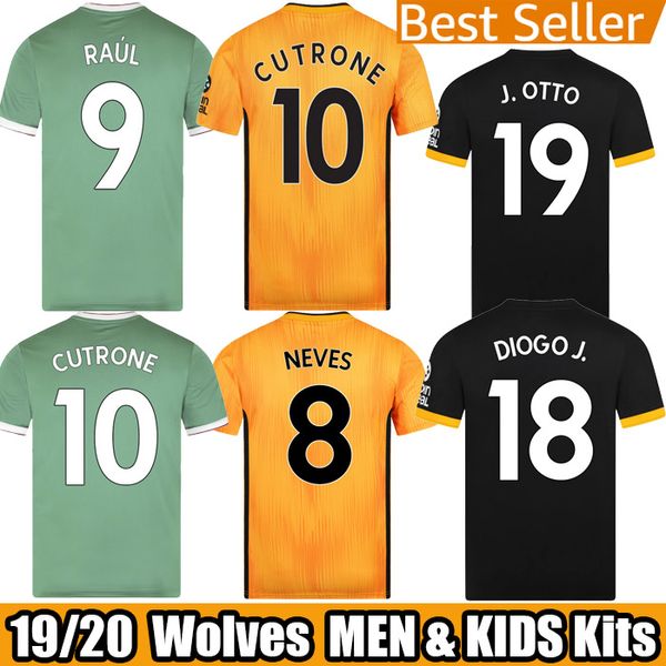 

19 20 Wolves NEVES RAUL home Soccer Jerseys CUTRONE 2019 2020 Wolverhampton Wanderers football shirts DIOGO J. Men Kids Child Kits uniform