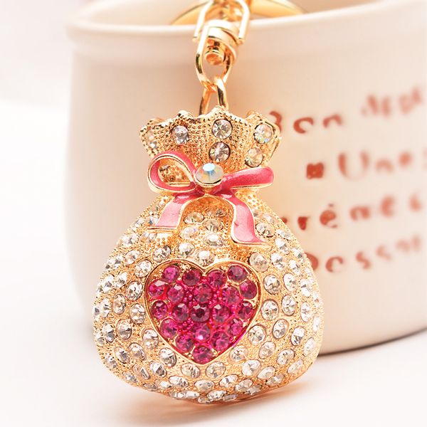 Strass Herz Schlüsselanhänger Luxus Weihnachten Aufbewahrungstasche Design Schlüsselanhänger Charm Schmuck Metall Anhänger Frauen Mädchen Schlüsselanhänger Ringhalter für Auto