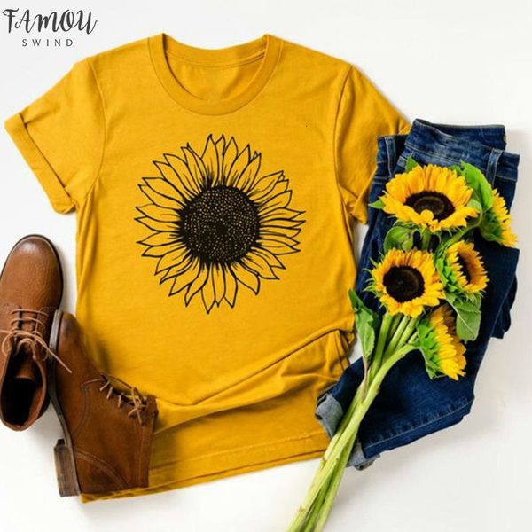 

sunflower printing t shirt women o neck short plus size tee shirt femme camiseta mujer women tshirt haut femme, White