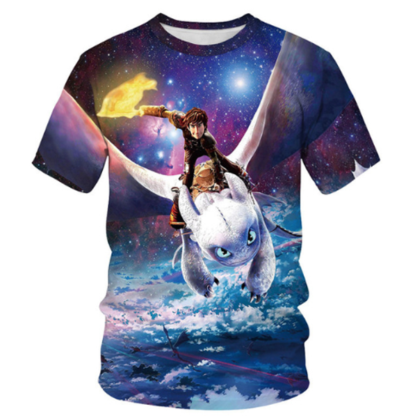 

2019 pocket toothless t-shirt menwomen cute how to train your dragon cartoon tees 3d t shirt summer black white clothes q663, White;black