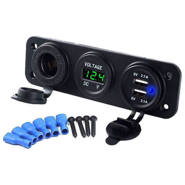 

plastic outlet dual usb socket digital display multifunction spare power adapter automotive splitter car charger voltage monitor