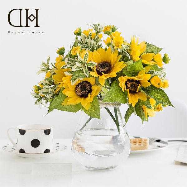 2019 Dream House Dh Rope Glass Small Vase Sunflower Bouquet