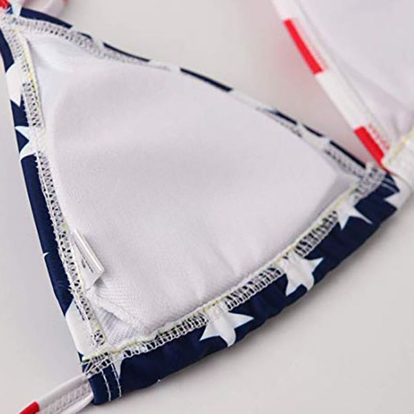 

women tankini flag printed halter push up bikini swimwear lady bikini swimsuit beach suit, White;black