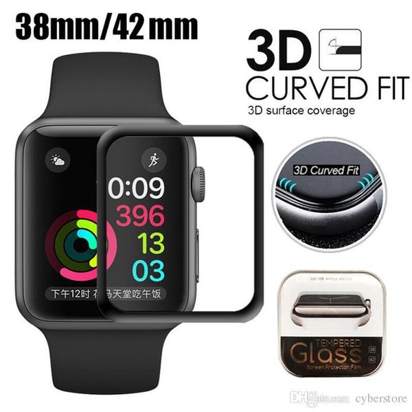 

cyberstore для apple часы 3d полное покрытие закаленное стекло экрана протектор 42/38 / 44мм anti-царапины bubble-free для iwatch 1/2 / 3/4