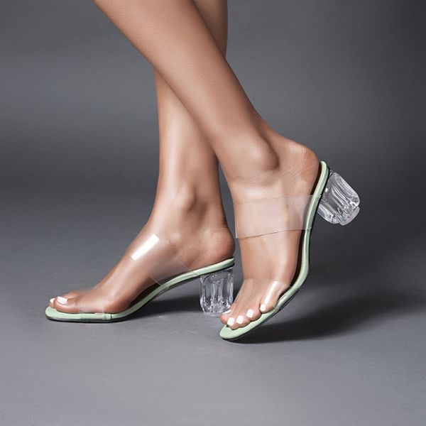 

женщина летняя обувь к 2020 году новые сандалии базовое мед квадратных каблуках с открытым носком кратким свободного покроя скольжение-на ме, Black