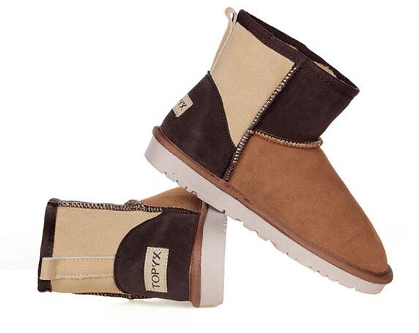 

aus classic design short mini 58541 snow boot brand girl women popular genuine leather boots fashion women's snow boots, Black