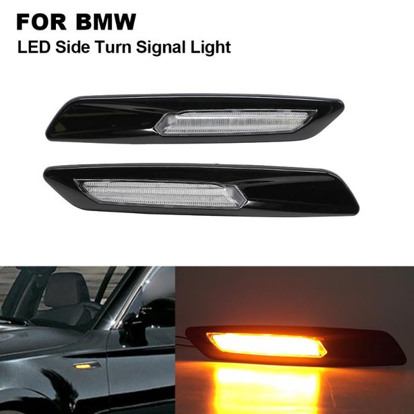 

2pcs led car side marker lamp light for e60 e61 e82 e88 e90 e91 e92 e93 clear lens+ black chrome finishes car accessories