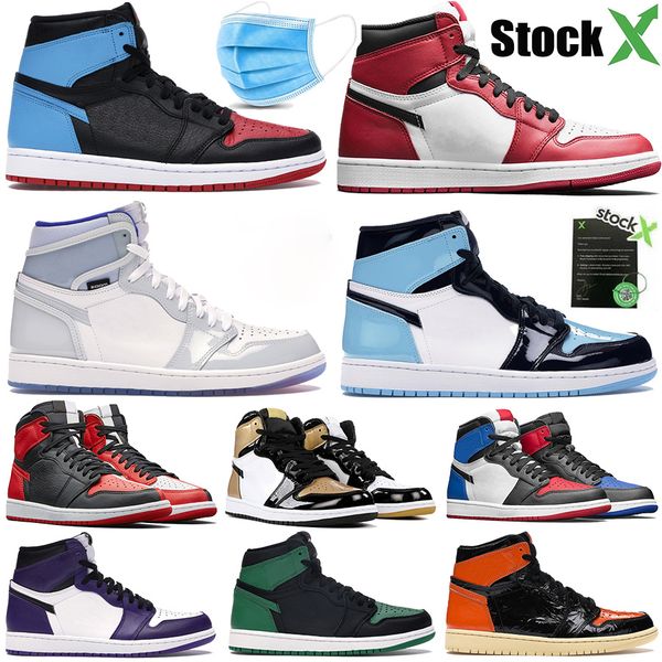 

new 1s high pine green black mens basketball shoes jumpman 1 nc shattered backboard sneakers chicago fearless unc patent sports trainers