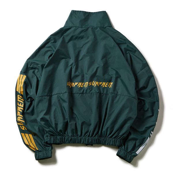 

2019 striped jacket thin zipper army military outwear zipper kanye west pablo season 3 windbreaker new york windproof, Black;brown